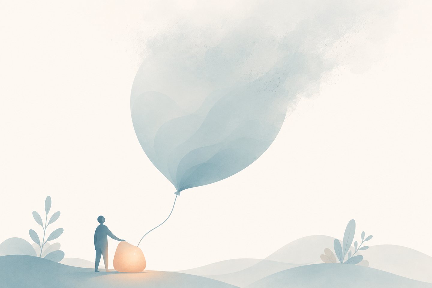 A person letting go of a deflating balloon — a metaphor for walking away from a plan that got too expensive